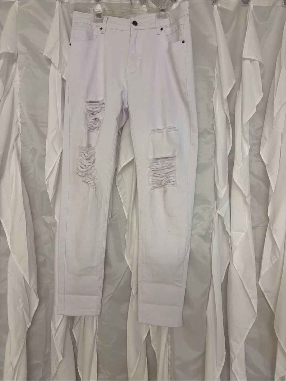 White Stretch Distressed Women’s Jeans